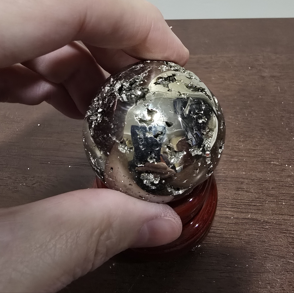 Pyrite Crystal Sphere #J 48 mm - Picture 7 of 9